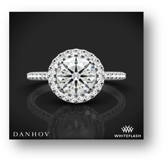 14K White Gold Danhov Per Lei Halo Diamond Engagement Ring