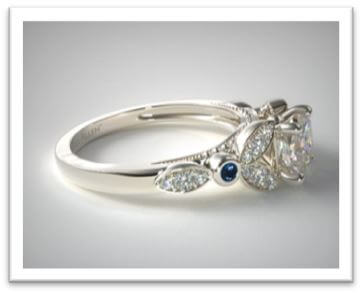 White Gold Floral Engagement Ring