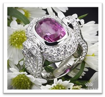 Antique Cushion Pink Sapphire set in Platinum