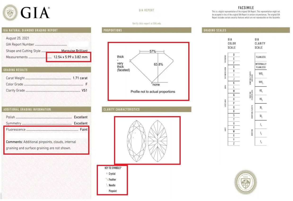 marquise diamond gia report