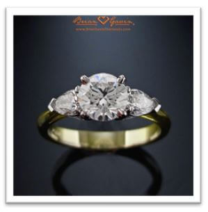 three stone pear cut engagement ring