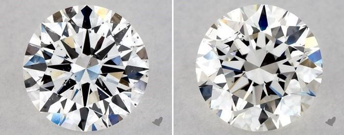 two diamonds 1.00 carat and 1.04 carat